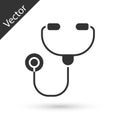 Grey Stethoscope medical instrument icon isolated on white background. Vector Illustration