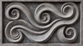 Grey Stone Carving with Swirling Wave Pattern Royalty Free Stock Photo