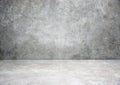 Grey stone grungy stage,empty room background,free space interior.Cement wall.Advertisement design studio.Modern backdrop