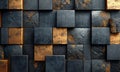 Grey stone tiles and gold, background, graphic recourse