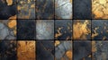 Grey stone tiles and gold, background, graphic recourse Royalty Free Stock Photo