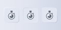 Grey Stopwatch icon isolated on grey background. Time timer sign. Chronometer sign. Set icons in square buttons. Vector Royalty Free Stock Photo