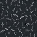 Grey Street light system icon isolated seamless pattern on black background. Vector Royalty Free Stock Photo