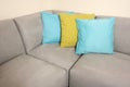 Grey Suede Couch & Pillows