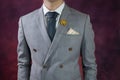 Grey suit plaid texture, double breasted