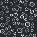 Grey Sunflower icon isolated seamless pattern on black background. Vector Royalty Free Stock Photo