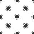 Grey Sunrise icon isolated seamless pattern on white background. Vector Illustration