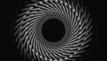 Grey swirling moving tunnel on black background, seamless loop. Animation. Abstract animation of monochrome tunnel