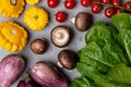 Fresh juicy vegetables decomposed into a lovely still life