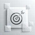 Grey Target with arrow icon isolated on grey background. Dart board sign. Archery board icon. Dartboard sign. Business goal Royalty Free Stock Photo