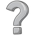 Grey three dimensional question mark icon representing query and uncertainty Royalty Free Stock Photo