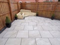 Grey tiled garden patio