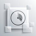 Grey Time Management icon isolated on grey background. Clock sign. Productivity symbol. Square glass panels. Vector Royalty Free Stock Photo