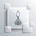 Grey Toilet brush icon isolated on grey background. Square glass panels. Vector