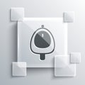 Grey Toilet urinal or pissoir icon isolated on grey background. Urinal in male toilet. Washroom, lavatory, WC. Square