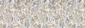 Grey tonal marbled seamless border texture. Irregular pale ink blotch paint effect banner background. Marble gray white