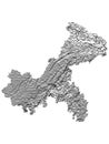 Relief Map of Chongqing Municipality Royalty Free Stock Photo