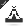 Grey Traditional indian teepee or wigwam icon isolated on white background. Indian tent. Vector Royalty Free Stock Photo