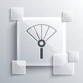 Grey Traditional paper chinese or japanese folding fan icon isolated on grey background. Square glass panels. Vector Royalty Free Stock Photo