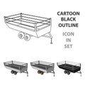 Grey trailer on wheels for transportation of farm animals.Agricultural Machinery single icon in cartoon style vector Royalty Free Stock Photo