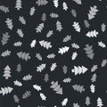 Grey Tree icon isolated seamless pattern on black background. Forest symbol. Vector Illustration Royalty Free Stock Photo