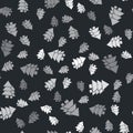 Grey Tree icon isolated seamless pattern on black background. Forest symbol. Vector Illustration Royalty Free Stock Photo