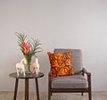 Grey upholstered chair Royalty Free Stock Photo