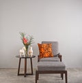 Grey upholstered chair Royalty Free Stock Photo