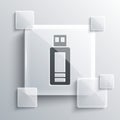 Grey USB flash drive icon isolated on grey background. Square glass panels. Vector Royalty Free Stock Photo