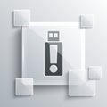 Grey USB flash drive icon isolated on grey background. Square glass panels. Vector Royalty Free Stock Photo