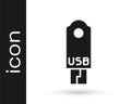 Grey USB flash drive icon isolated on white background. Vector Illustration Royalty Free Stock Photo