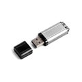 Grey usb flash drive on a white background. Royalty Free Stock Photo