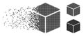 Disintegrating Pixel Halftone Cube Icon