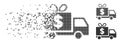 Damaged Pixel Halftone Dollar Gift Delivery Icon