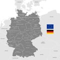 Grey Vector Political Map of Germany Royalty Free Stock Photo