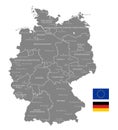 Grey Vector Political Map of Germany Royalty Free Stock Photo