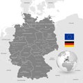 Grey Vector Political Map of Germany Royalty Free Stock Photo
