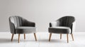 Two modern grey velvet armchairs in a minimalist room Royalty Free Stock Photo