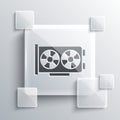 Grey Video graphic card icon isolated on grey background. Square glass panels. Vector Royalty Free Stock Photo