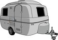 Grey Vintage Camping Car. Caravan For Rest