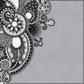 Grey vintage floral ornamental template on flower Royalty Free Stock Photo