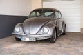 grey vintage Volkswagen Beetle parked on street, Retro car German VW company, Oldtimer car, retro-style, Karlsruhe, Germany -