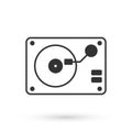 Grey Vinyl player with a vinyl disk icon isolated on white background. Vector