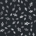 Grey Volunteer icon isolated seamless pattern on black background. Vector