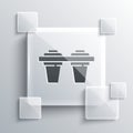 Grey Water filter icon isolated on grey background. System for filtration of water. Reverse osmosis system. Square glass Royalty Free Stock Photo