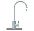 Grey water tap icon isolated. Metal crane with falling drop. Plumbing item for kitchen or bathroom Royalty Free Stock Photo