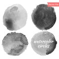 Grey Watercolor Vector Circles Set