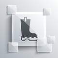 Grey Waterproof rubber boot icon isolated on grey background. Gumboots for rainy weather, fishing, gardening. Square