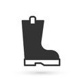 Grey Waterproof rubber boot icon isolated on white background. Gumboots for rainy weather, fishing, gardening. Vector