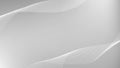 Grey and white abstract line wave pattern with gradient bg. 3d minimal wavy smooth digital texture. Silver neutral
